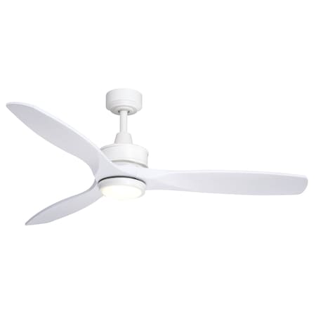 Vaxcel Ceiling Fan with Wood Blades, Curtiss 52-in. White Contemporary In/Outdoor Propeller, LED Light Kit F0111
